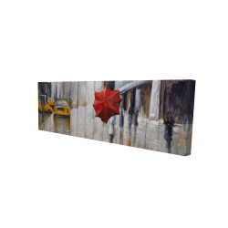Canvas 16 x 48 - 3D - Red umbrella in the street