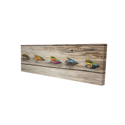 Fishing flies with wood background