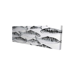 Canvas 16 x 48 - 3D - Gray shoal of fish