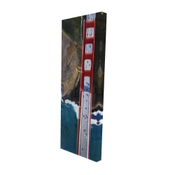 Overhead view of the golden gate and mountains