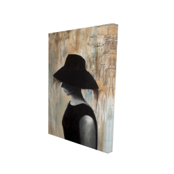 Canvas 24 x 36 - 3D - Audrey hepburn with a big hat