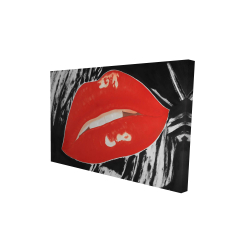 Kissable glossy lips on a black background