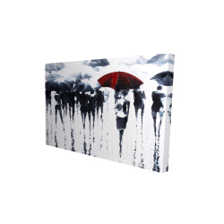 Silhouettes abstraites sous la pluie