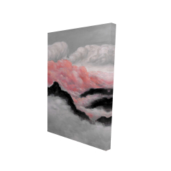 Toile 24 x 36 - 3D - Nuages gris et roses