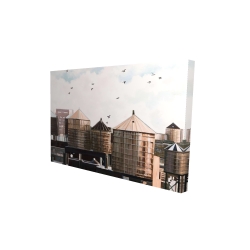 Canvas 24 x 36 - 3D - Water towers