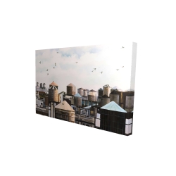 Canvas 24 x 36 - 3D - Water towers with birds
