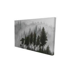 Mountains landscape in dark watercolor