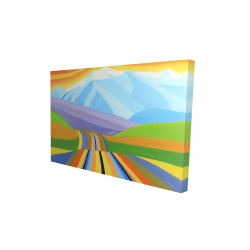 Canvas 24 x 36 - 3D - Mountain road multicolored