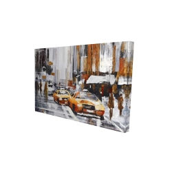 Canvas 24 x 36 - 3D - Abstract citystreet with yellow taxis