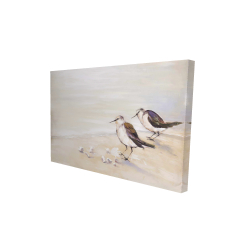 Canvas 24 x 36 - 3D - Two sandpipers on the beach