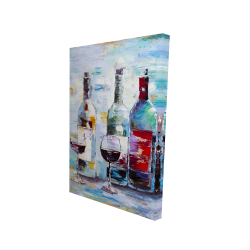 Canvas 24 x 36 - 3D - Four bottles of wine