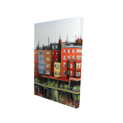 Canvas 24 x 36 - 3D - Boston fall colors buildings