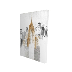 Canvas 24 x 36 - 3D - Blurry sketch style cityscape