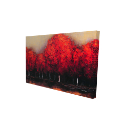 Canvas 24 x 36 - 3D - Red dark trees