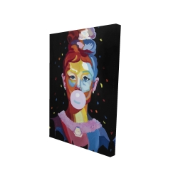 Colorful audrey hepburn portrait with bubblegum