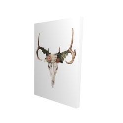 Canvas 24 x 36 - 3D - Deer skull with roses