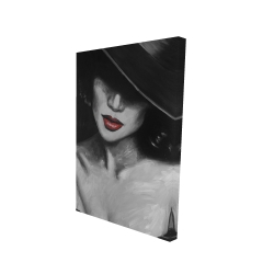 Canvas 24 x 36 - 3D - Mysterious red lips lady