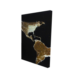 Canvas 24 x 36 - 3D - American continent at night