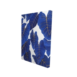 Canvas 24 x 36 - 3D - Tropical abstract blue leaves