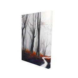 Canvas 24 x 36 - 3D - Mysterious forest with stream
