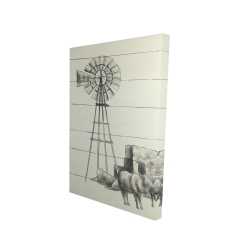 Canvas 24 x 36 - 3D - Vintage old texas windmill