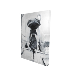 Woman running in the rain