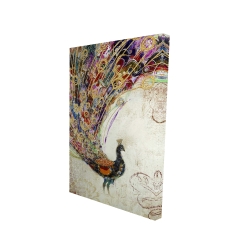 Canvas 24 x 36 - 3D - Peacock with gold feathers