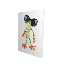 Canvas 24 x 36 - 3D - Funny frog with sunglasses