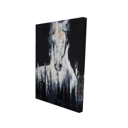 Abstract white horse on black background