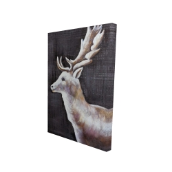 Canvas 24 x 36 - 3D - Deer profile view in the dark