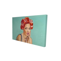 Canvas 24 x 36 - 3D - Pin up girl with curlers