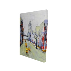 Gray street with yellow and red accents