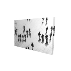 Overhead view of people on the street