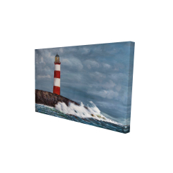 Canvas 24 x 36 - 3D - Lighthouse at the edge of the sea unleashed