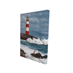 Canvas 24 x 36 - 3D - Lighthouse at the edge of the sea unleashed