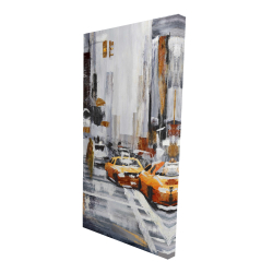 Canvas 24 x 48 - 3D - Abstract citystreet with yellow taxis