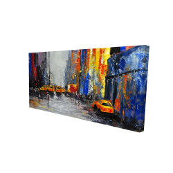 Color spotted street with taxis