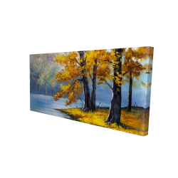 Canvas 24 x 48 - 3D - Two trees by the lake