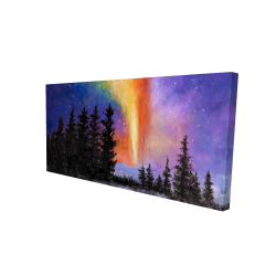 Canvas 24 x 48 - 3D - Aurora borealis in the forest