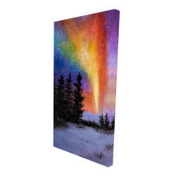 Canvas 24 x 48 - 3D - Aurora borealis in the forest