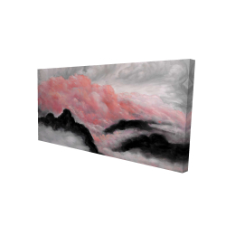 Toile 24 x 48 - 3D - Nuages gris et roses