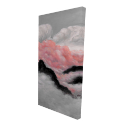 Toile 24 x 48 - 3D - Nuages gris et roses