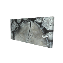 Toile 24 x 48 - 3D - Bûches de bois empilées