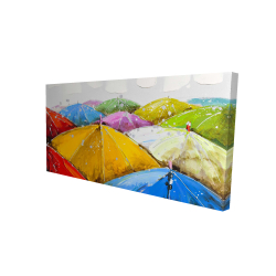 Colorful umbrellas under the rain