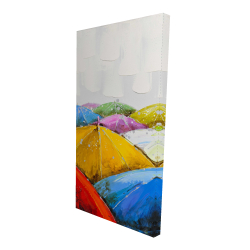 Colorful umbrellas under the rain