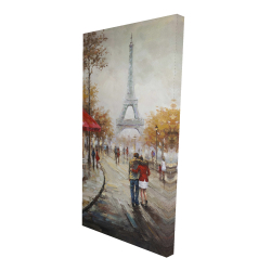 Canvas 24 x 48 - 3D - Couple walking in paris street