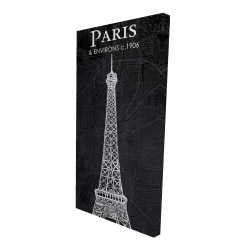 Eiffel tower sketch with a map in background