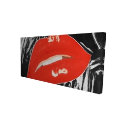 Canvas 24 x 48 - 3D - Kissable glossy lips on a black background