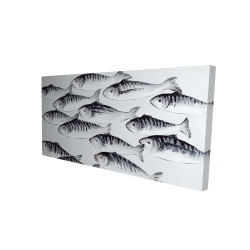 Canvas 24 x 48 - 3D - Gray school of fish