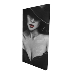 Canvas 24 x 48 - 3D - Mysterious red lips lady